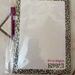 NWT Justice pink and Leopard print dry erase board